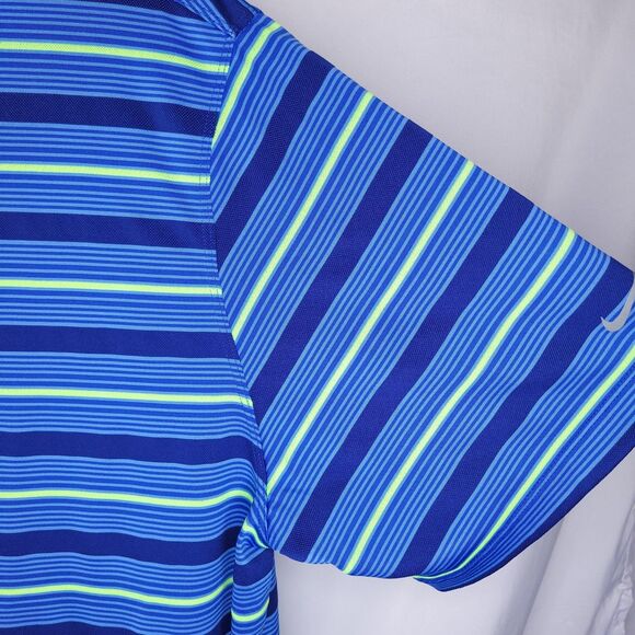 Nike Polo Shirt Mens XXL Striped Blue, Green Tour Performance Dri Fit Golf - Picture 4 of 11